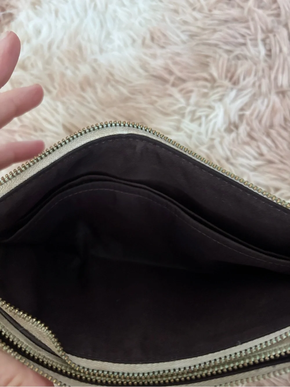 Coach Khaki/Tan Signature Canvas Wristlet with Gold Logo